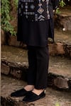 Buy_AMIT ARORA_Black Poly Knit Hand Embroidery Thread Bandhgala With Kurta Set _Online_at_Aza_Fashions