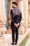 Shop_AMIT ARORA_Black Jacket And Kurta Silk Hand Embroidery Kashmiri Bandhgala With Set _at_Aza_Fashions