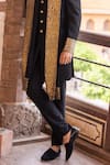 AMIT ARORA_Black Bnadhgala Textured Knit Hand Bandhgala Set With Pashmina Stole _Online_at_Aza_Fashions