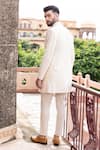 Shop_AMIT ARORA_Cream Bandhgala And Short Kurta Crochet Hand Embroidered Thread Beads Pant Set _at_Aza_Fashions