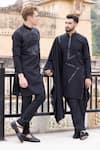 AMIT ARORA_Black Kurta Hand Embroidered Tape Work Set With Stole _Online_at_Aza_Fashions