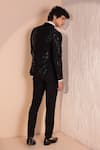 Shop_AMIT ARORA_Black Knit Embroidery Sequin Astron Embellished Tuxedo With Pant _at_Aza_Fashions