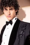 Buy_AMIT ARORA_Black Knit Embroidery Sequin Astron Embellished Tuxedo With Pant _Online_at_Aza_Fashions