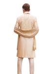 AMIT ARORA_Yellow Raw Silk Embroidery Gulbahar Sherwani Set _Online_at_Aza_Fashions