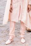 AMIT ARORA_Pink Raw Silk Embroidery Mughal Garden Sherwani Set _at_Aza_Fashions