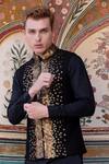 Buy_AMIT ARORA_Black Cord Embroidery Sequin Sprinkle Bundi Kurta Set _Online_at_Aza_Fashions