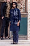 Buy_AMIT ARORA_Blue Matka Silk Embroidery Sheesh Mahal Bundi Kurta Set _at_Aza_Fashions