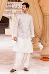 Buy_AMIT ARORA_Cream Raw Silk Embroidery Kashmiri Paisley Bundi Kurta Set _at_Aza_Fashions