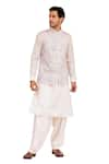 AMIT ARORA_Cream Raw Silk Embroidery Kashmiri Paisley Bundi Kurta Set _Online_at_Aza_Fashions