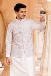 AMIT ARORA_Cream Raw Silk Embroidery Kashmiri Paisley Bundi Kurta Set _at_Aza_Fashions