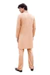 Shop_AMIT ARORA_Peach Moonga Silk Embellished Metal Geometric Work Kurta With Aligadi Pant 