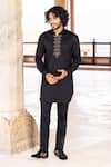 Buy_AMIT ARORA_Black Lycra Knit Hand Embroidered Sequin Kurta With Pant _at_Aza_Fashions