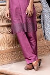 Buy_AMIT ARORA_Wine Moonga Silk Embellished Rectangular Pattern Work Kurta With Aligadi Pant _Online_at_Aza_Fashions