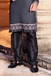 AMIT ARORA_Black Kurta Jaam Satin Print Floral With Aligadi Pant _Online_at_Aza_Fashions