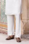 Buy_AMIT ARORA_Cream Kurta Jaam Satin Print Abstract Geometric With Aligadi Pant _Online_at_Aza_Fashions