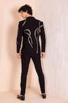 Shop_AMIT ARORA_Black Poly Knit Hand Embroidered Metal Abstract Work Coat With Pant _at_Aza_Fashions