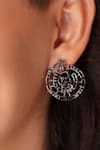 Shop_Gaurish bespoke jewellery_Silver Plated Stone Le Cercle Studded Earrings _at_Aza_Fashions