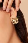 Shop_Gaurish bespoke jewellery_Gold Plated Tribal Stud Earrings _at_Aza_Fashions