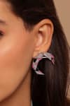 Shop_Gaurish bespoke jewellery_Silver Plated Stone Croissant Enamelled Earrings _at_Aza_Fashions