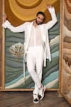 Buy_Ankur J_White Jason Textured Woven Overlay Shacket Set _at_Aza_Fashions