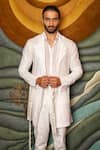 Shop_Ankur J_White Jason Textured Woven Overlay Shacket Set _at_Aza_Fashions