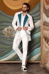 Buy_Ankur J_White Jason Plain Colorblock Shacket Trouser Set _at_Aza_Fashions