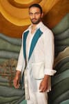 Shop_Ankur J_White Jason Plain Colorblock Shacket Trouser Set _Online_at_Aza_Fashions