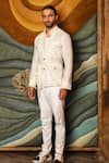 Ankur J_White Jason Textured Shacket Trouser Set _Online_at_Aza_Fashions