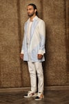 Buy_Ankur J_White Linen Textured Colorblock Shacket And Trouser Set _Online_at_Aza_Fashions