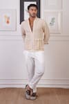 Buy_Ankur J_Beige Mesh Embellished Shirt _at_Aza_Fashions