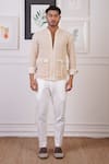 Ankur J_Beige Mesh Embellished Shirt _Online_at_Aza_Fashions