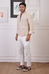 Buy_Ankur J_Beige Mesh Embellished Shirt _Online_at_Aza_Fashions