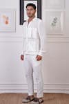 Buy_Ankur J_White Mesh Plain Full Sleeve Bomber Shirt _Online_at_Aza_Fashions