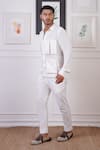 Ankur J_White Mesh Plain Full Sleeve Bomber Shirt _at_Aza_Fashions