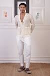 Buy_Ankur J_White Mesh Embellished Lace Shirt _at_Aza_Fashions