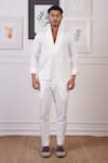 Ankur J_White Linen Plain Ribbed Shirt _Online_at_Aza_Fashions