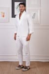 Buy_Ankur J_White Linen Plain Ribbed Shirt _Online_at_Aza_Fashions