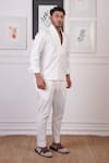 Shop_Ankur J_White Linen Plain Ribbed Shirt _Online_at_Aza_Fashions