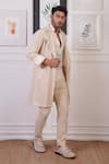 Ankur J_Beige Embellished Overlay Pant Set _at_Aza_Fashions