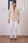 Ankur J_Beige Embellished Shirt _Online_at_Aza_Fashions