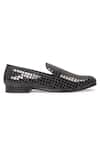 Domani_Black Metal Applique Dazzler Work Slip Ons _Online_at_Aza_Fashions