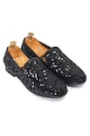 Buy_Domani_Black Sequin Embroidered Slip Ons _at_Aza_Fashions