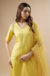 Buy_Label Deepshika Agarwal_Yellow Couture Silk Embroidery Zari V Neck Placement Kurta Set _Online_at_Aza_Fashions