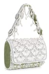 House of Webhin_Green Pearl Stone And Embellished Flap Bag _Online_at_Aza_Fashions