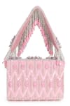 Shop_House of Webhin_Pink Stone Tassel Embroidered Flap Bag _at_Aza_Fashions