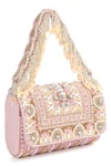 House of Webhin_Pink Bead Stone And Tassel Embroidered Flap Bag _Online_at_Aza_Fashions