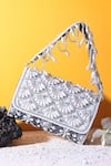 Buy_House of Webhin_Grey Pearl Mist Floral Embellished Bag _at_Aza_Fashions