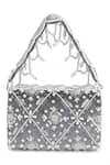 Shop_House of Webhin_Grey Pearl Mist Floral Embellished Bag _at_Aza_Fashions