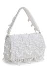 Buy_House of Webhin_White Crystal Alabaster Embellished Flap Bag _at_Aza_Fashions