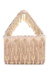 Shop_House of Webhin_Beige Embellished Suede Bead Bag _at_Aza_Fashions